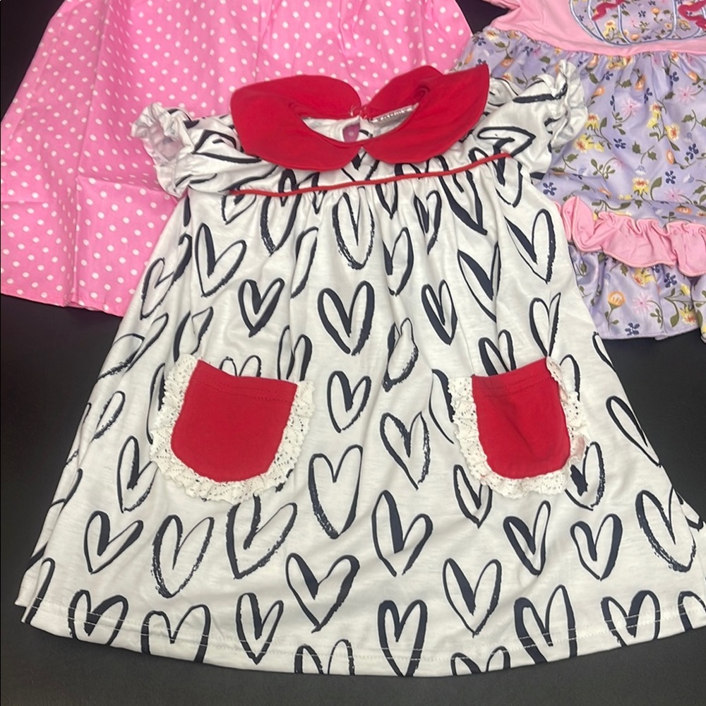 Heart Patterned Dress with Red Accents size 2 brand new
